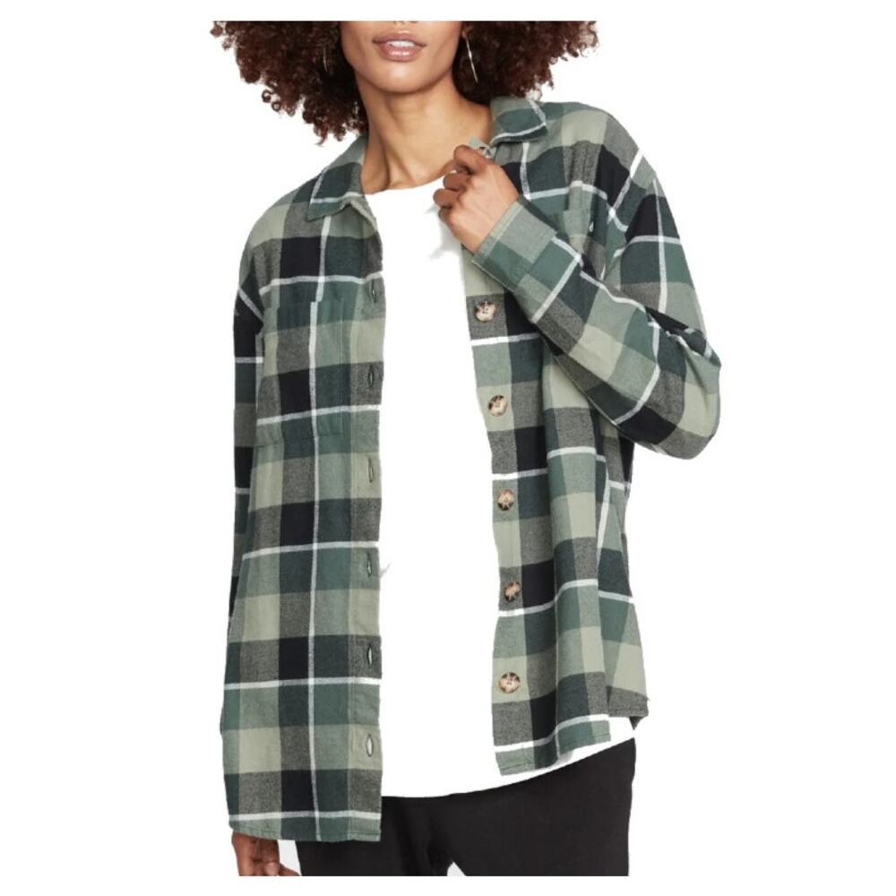 Volcom Green Plaid Flannel Medium